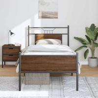 Bedframe zonder matras bewerkt hout bruin eikenkleur 90x200 cm - thumbnail