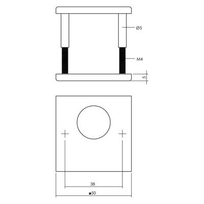 Rondcilinderrozetten verdekt 50x50x5mm structuur zwart
