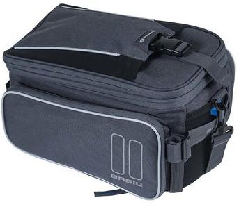 Basil sport design trunkbag - grijze fietsbagagedragertas, 7-15l, waterafstotend, voor reguliere fiets en e-bike