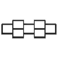 Wandschap 129x18x42 cm bewerkt hout zwart - thumbnail