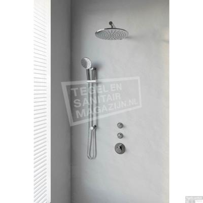 Chrome Edition thermostatische regendouche SET 20 met 30 cm douchekop en handdouche, inclusief muurarm, glijstang en doucheslang