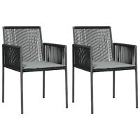 Tuinstoelen 2 st met kussens 54x60,5x83,5 cm poly rattan zwart - thumbnail