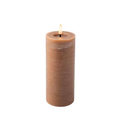 Lumineo LED kaars Licht Bruin/warm wit 7x19cm