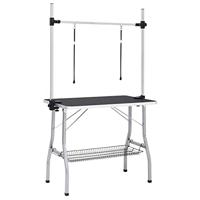 VidaXL Hondentrimtafel verstelbaar met 2 lussen en opbergschap - thumbnail