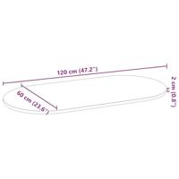 Tafelblad 120x60x2 cm ovaal massief eikenhout donkerbruin - thumbnail