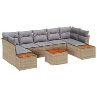Tuinbankenset met kussen 8 pcs Beige Poly riet - thumbnail