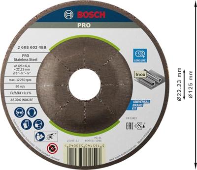 Bosch Accessories 2608602488 2608602488 Afbraamschijf gebogen Diameter 125 mm Boordiameter 22.23 mm Metaal, RVS 1 stuk(s)