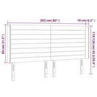 Hoofdbord met randen 203x16x118/128 cm stof blauw - thumbnail
