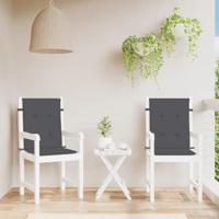 VidaXL Stoelkussens 2 st lage rug 100x50x4 cm stof gemêleerd antraciet - thumbnail