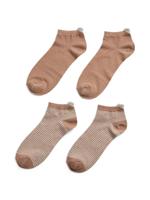 Sneaker sokken 2-pak - Glitter/Streep - Katoenen enkelsokken - thumbnail