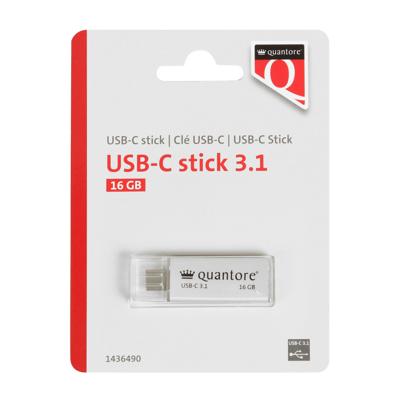 USB-stick Quantore USB-C 16GB 3.1 zilver | 400 stuks USB-stick Quantore USB-C 16GB 3.1 zilver | 400 stuks
