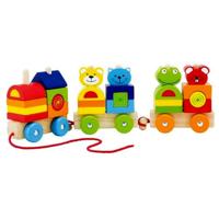 Pintoy 4 friends houten blokken trein - thumbnail