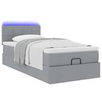 Ottoman bed met matras en LED's 100x200 cm stof lichtgrijs - thumbnail
