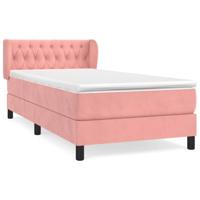 Boxspring met matras fluweel roze 90x200 cm - thumbnail