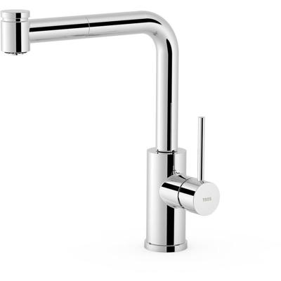 Keukenkraan Tres Top | Opbouw | 360° Draaibaar | Uitrekbare sproeier | Mengkraan | 1-hendel | Rond | Chroom