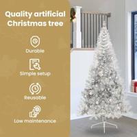 VidaXL Kunstmatig voorverlicht kerstboom met 300 led zilver 240 cm pet - thumbnail