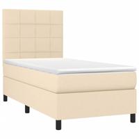 Boxspring met matras stof crèmekleurig 90x200 cm - thumbnail