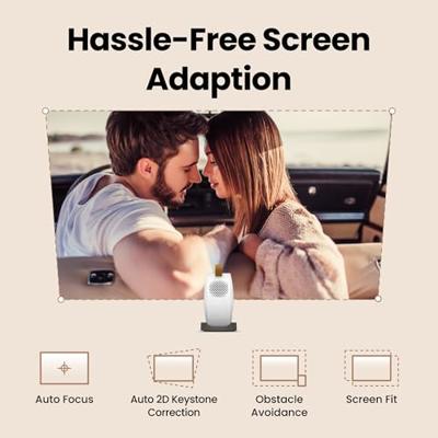 BenQ GV50 1080p Laser Draagbare Plafondprojector met Statiefbasis | Roterende Hoekprojectie | 500 Lumen | 18W Bas Bluetooth-luidspreker | Google TV met Netflix | Chromecast & AirPlay | Autofocus