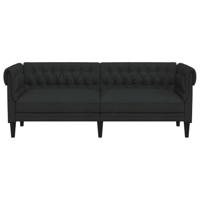 Driezitsbank Chesterfield-stijl stof zwart - thumbnail