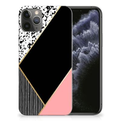 Apple iPhone 11 Pro | TPU Hoesje | Zwart Roze Vormen