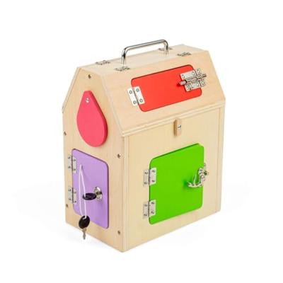 Bigjigs houten huis met sloten en grendels, 5dlg.