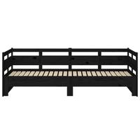 Slaapbank uitschuifbaar massief grenenhout zwart 2x(80x200) cm - thumbnail