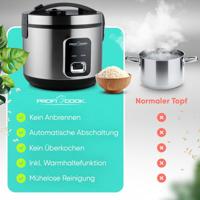 Profi Cook PC-RK 1285 Rijstkoker Inox, Zwart - thumbnail