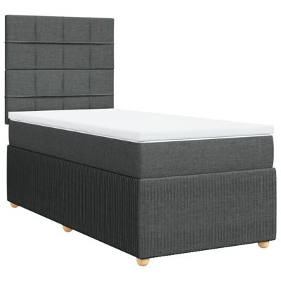 Boxspring met matras stof donkergrijs 90x190 cm