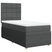 Boxspring met matras stof donkergrijs 90x190 cm - thumbnail