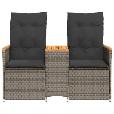 Tuinbank 2-zits verstelbaar met tafel poly rattan grijs Tuinbank 2-zits verstelbaar met tafel poly rattan grijs