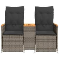 Tuinbank 2-zits verstelbaar met tafel poly rattan grijs - thumbnail
