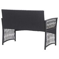 4-delige Loungeset met kussen poly rattan zwart - thumbnail
