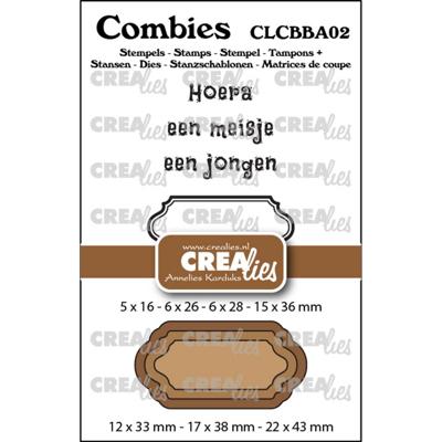Crealies • combies stempelset baby 02: 2 teksten + 1 tag/label
