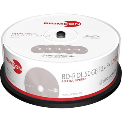 Primeon 2761318 Blu-ray BD-R DL disc 50 GB 25 stuk(s) Spindel Antikras-coating Primeon 2761318 Blu-ray BD-R DL disc 50 GB 25 stuk(s) Spindel Antikras-coating