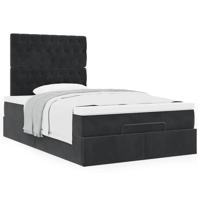 Ottoman bed met matrassen 90x190cm fluweel zwart - thumbnail