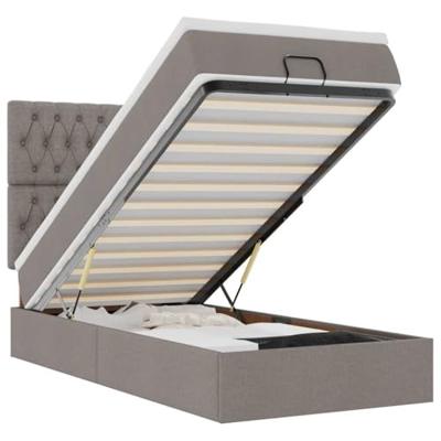 Bed met matras 90x200 cm stof taupe