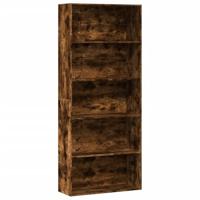 Boekenkast 80x30x189 cm bewerkt hout gerookt eikenkleurig - thumbnail