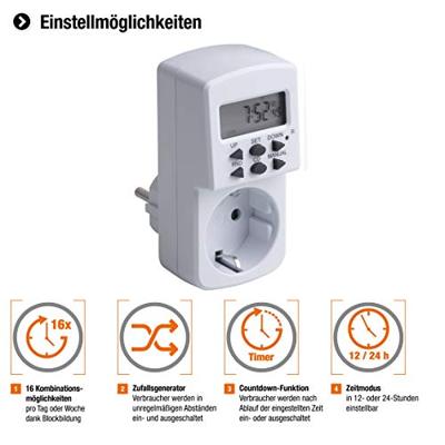 Meister Tijdschakelklok Digitaal Tot 1800W - WU7474110 Meister Tijdschakelklok Digitaal Tot 1800W - WU7474110