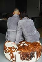 Grijze badjas fleece - unisex-xl/xxl - thumbnail