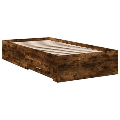 Bedframe met lades bewerkt hout gerookt eikenkleurig 90x190 cm