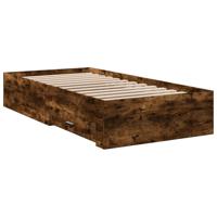 Bedframe met lades bewerkt hout gerookt eikenkleurig 90x190 cm - thumbnail