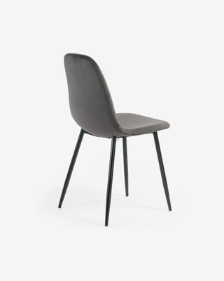 Kave Home Eetkamerstoel 'Yaren' Velvet, kleur Grijs Kave Home Eetkamerstoel 'Yaren' Velvet, kleur Grijs