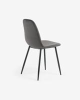 Kave Home Eetkamerstoel 'Yaren' Velvet, kleur Grijs - thumbnail