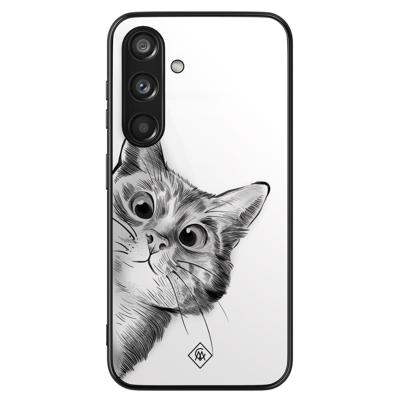 Samsung Galaxy S24 glazen hardcase - Peekaboo kat Samsung Galaxy S24 glazen hardcase - Peekaboo kat