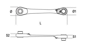 Beta omschakelbare ratelssleutel voor bits 194 1/4X5/16 - 001940006
