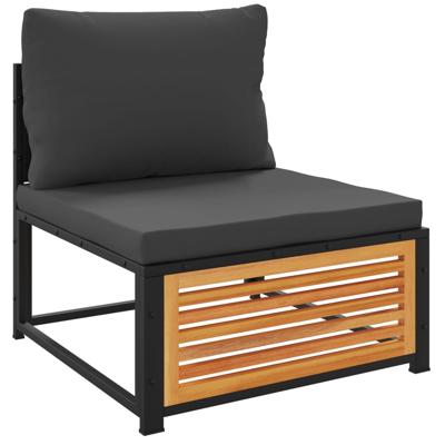 11-delige Tuinbankstel met kussens massief acaciahout