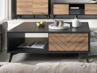 Rechthoekige salontafel ADAMAS zwart/evoke eik - thumbnail