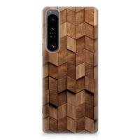 Bumper Hoesje voor Sony Xperia 1 IV Wooden Cubes - thumbnail