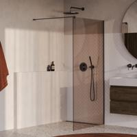 BRAUER Oblivion inloopdouche brons glas 90x200 incl. glascoating PVD gunmetal geborsteld - thumbnail