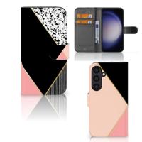 Samsung Galaxy S24 | Book Case | Zwart Roze Vormen - thumbnail